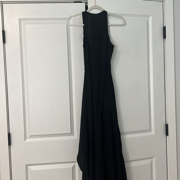 Abercrombie, black low-cut, high slit wrap dress - Picture 3 of 3